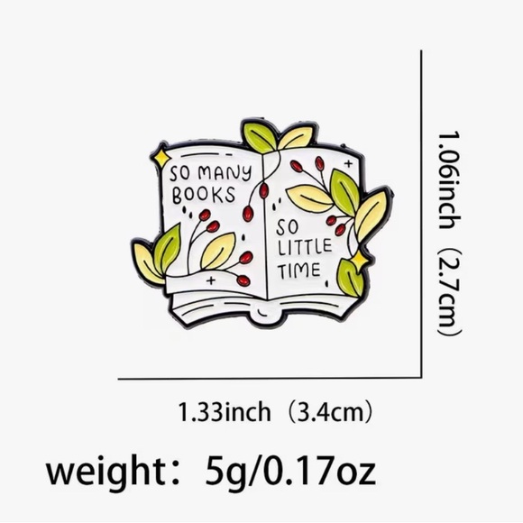(3 for $20) Bookworm Pin • So Many Books So Little Time Dark Academia - Picture 2 of 5